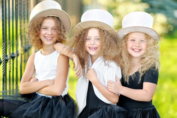 Portrait of a three beautiful fashion little girls — Stock Photo, Image