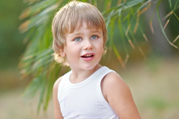 Portrait of a little boy on the beach in summer — Stock Photo, Image