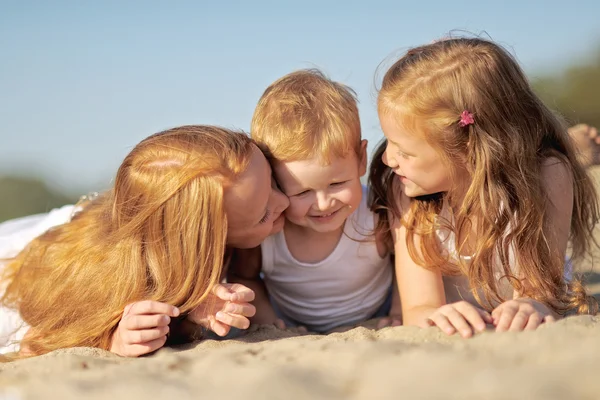 Portrait of a boy and his two sisters loved — Stock Photo, Image