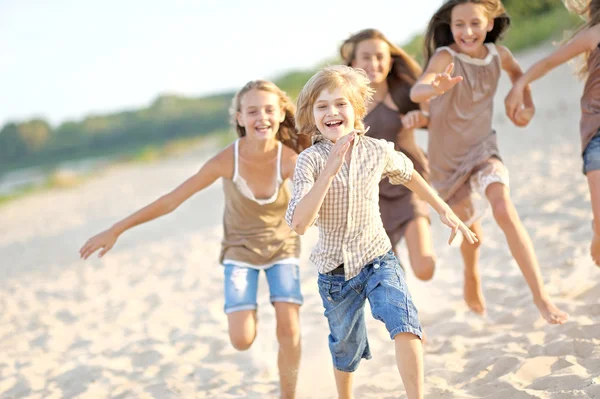 Portrait of children on the beach in summer Stock Image