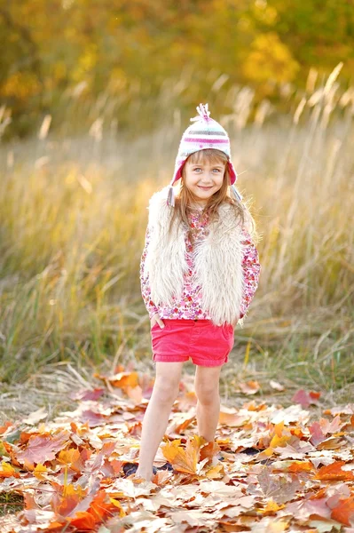 Portrait de petite fille en plein air en automne — Photo