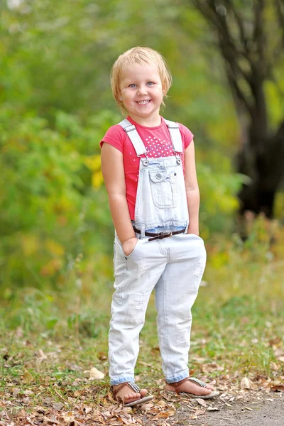 Portrait of little girl outdoors in autumn — Stock Photo, Image