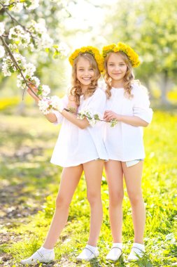 iki küçük kız ikiz portresi