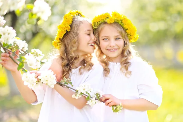 Portrait of two little girls twins — Stock Photo, Image