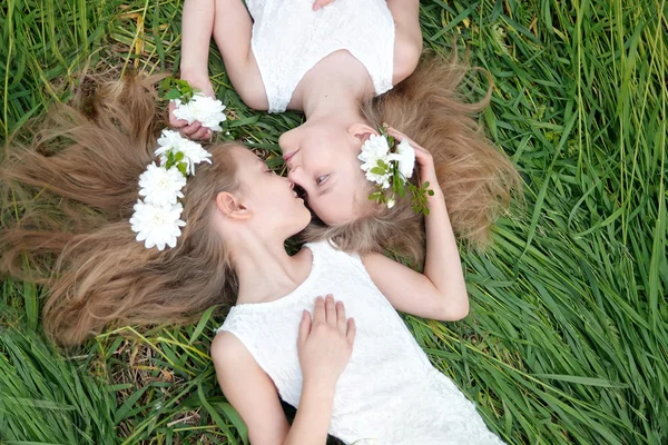 2 つの小さな女の子の双子の肖像画 — ストック写真