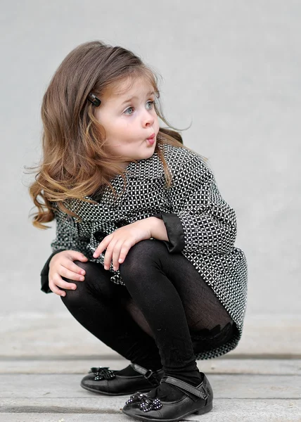 Portrait of a beautiful fashion little girl — Stock Photo, Image