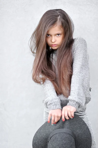 Portrait of a beautiful fashion little girl — Stock Photo, Image