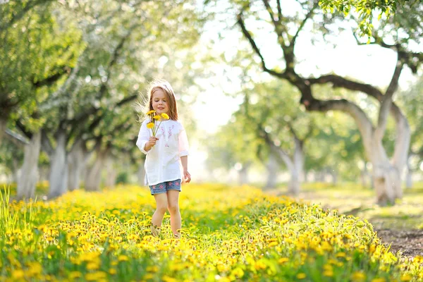 Portrait de petite fille en plein air en été — Photo