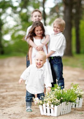 küçük çocuklar kamp tatil portresi