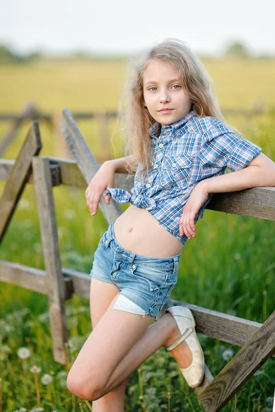 Portrait of little girl outdoors in summer — Stock Photo, Image