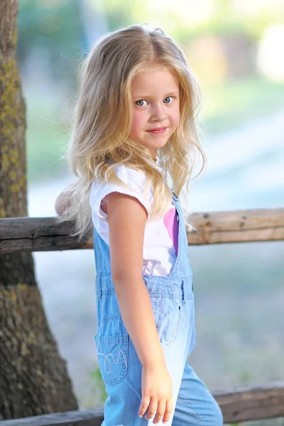 Portrait de petite fille en plein air en été — Photo