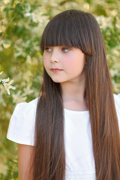 Portrait de petite fille en plein air en été — Photo