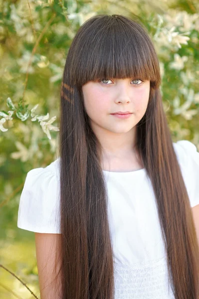 Portrait of little girl outdoors in summer — Stock Photo, Image