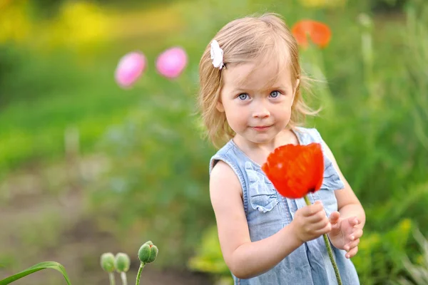 Portrait of little girl outdoors in summer — Stock Photo, Image