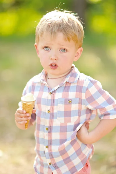 一个男孩在夏季户外的肖像 — 图库照片