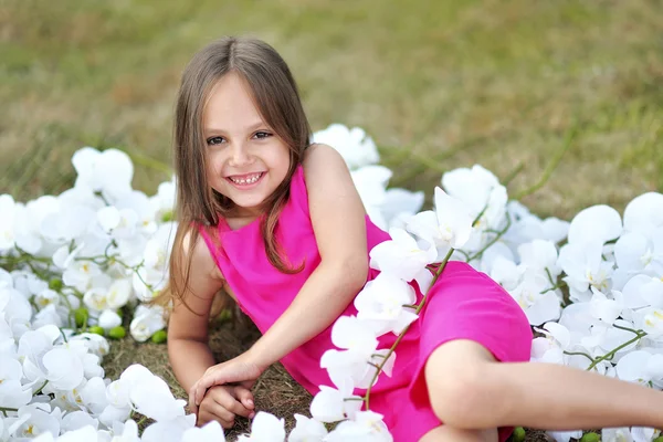 Portrait of little girl outdoors in summer Stock Photo