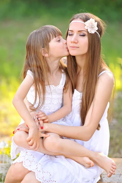 Portrait of a happy family in the summer on the nature — Stock Photo, Image