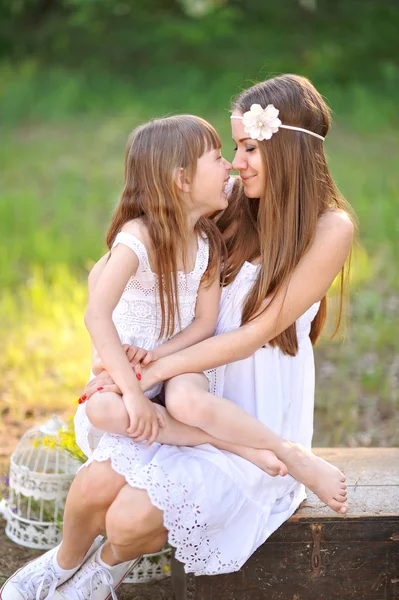 Portrait of a happy family in the summer on the nature — Stock Photo, Image