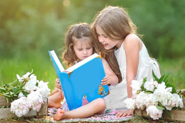 Portrait de deux filles de copines sur une nature estivale — Photo