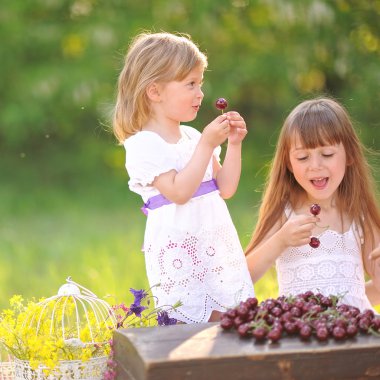 bir yaz doğa üzerindeki Girlfriends iki kız portresi