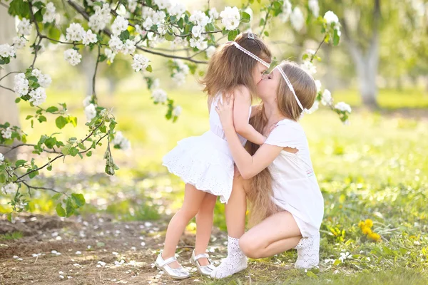 El retrato de dos muchachas de las amigas por la naturaleza veraniega —  Fotos de Stock