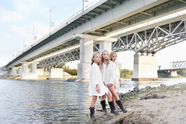 Portret van drie vriendinnen over de aard — Stockfoto