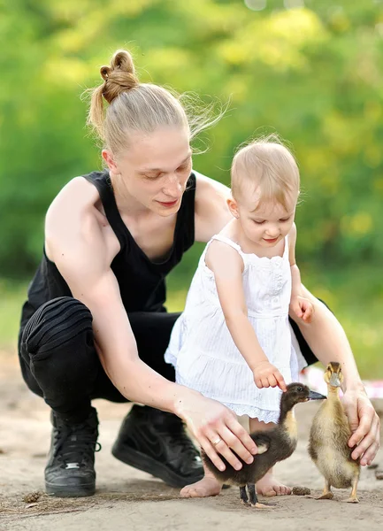 Portrait d'une famille heureuse en été sur la nature — Photo