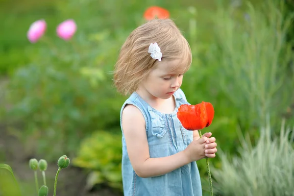 Portrait de petite fille en plein air en été — Photo