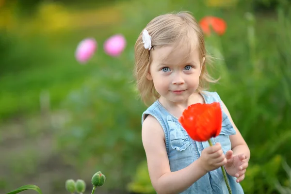 Portrait of little girl outdoors in summer — Stock Photo, Image