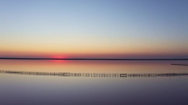 Vista superior del lago de sal rosa — Vídeos de Stock