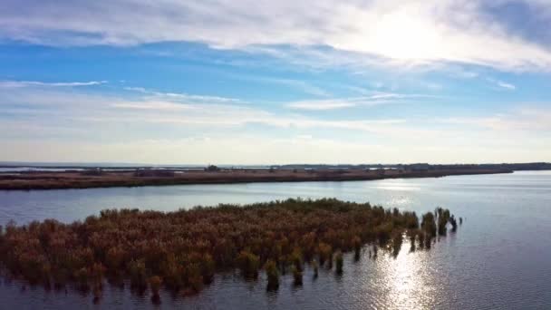 Inondations irrésistibles sur la rivière Samara sur le dniepr dans la lumière du soir — Video