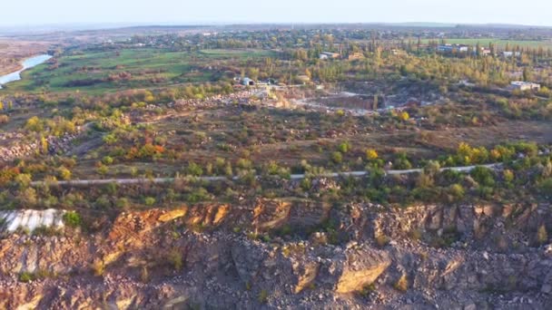 Mining near a small lake in picturesque Ukraine — Stock Video