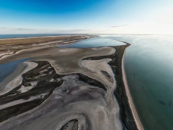 Ilhas Incomuns Lago Brilhante Vista Superior Câmera Drone — Fotografia de Stock