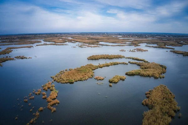 Vista Dall Alto Della Bellissima Samarskie Plavni Sul Dnieper Con — Foto Stock