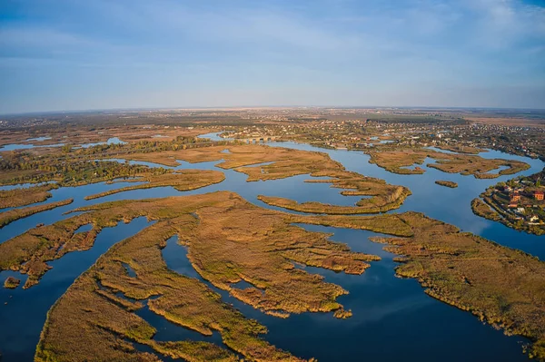 Vista Dall Alto Della Bellissima Samarskie Plavni Sul Dnieper Con — Foto Stock