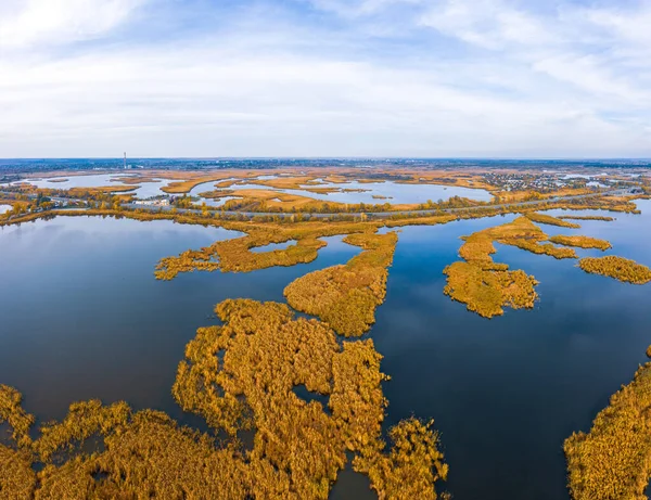 Veduta Aerea Della Samarskie Plavni Sul Dnieper Ucraina Alla Sera — Foto Stock