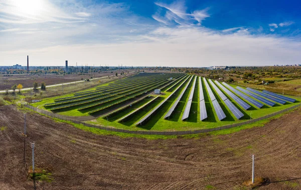 Enorme Usina Energia Solar Para Usar Energia Solar Campo Verde — Fotografia de Stock