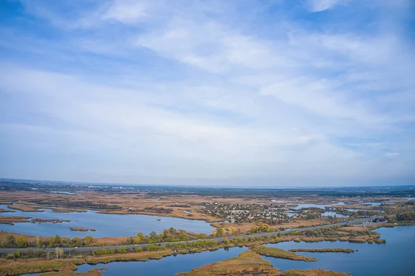 Vista Dall Alto Della Bellissima Samarskie Plavni Sul Dnieper Con — Foto Stock