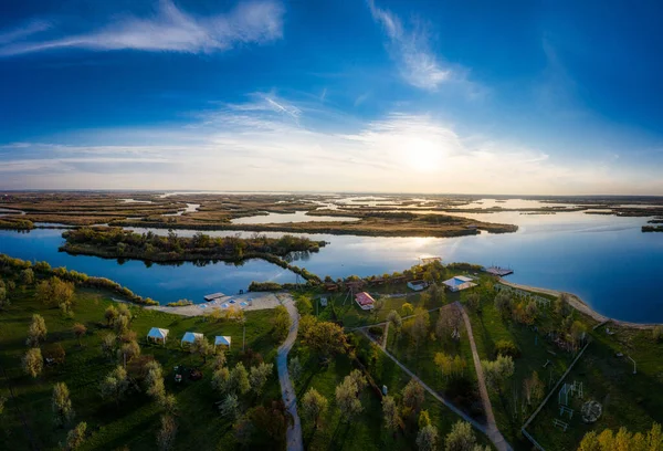 Vista Dall Alto Della Bellissima Samarskie Plavni Sul Dnieper Con — Foto Stock