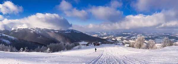 Vista da noite inverno amplo panorama — Fotografia de Stock