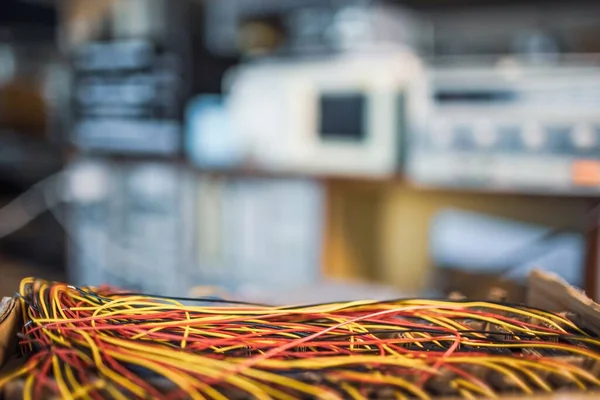 Primer Plano Paquete Alambres Finos Cortados Con Conexiones Color Que — Foto de Stock