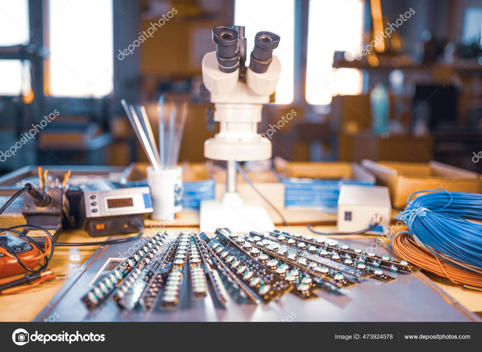 Large Electron Microscope Panel Led Light Indicators Stacked Plate ...