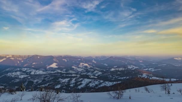 Sundown χειμώνα βουνό, timelapse βίντεο — Αρχείο Βίντεο