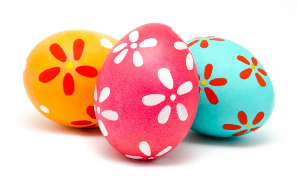 Three colorful handmade easter eggs — Stock Photo, Image