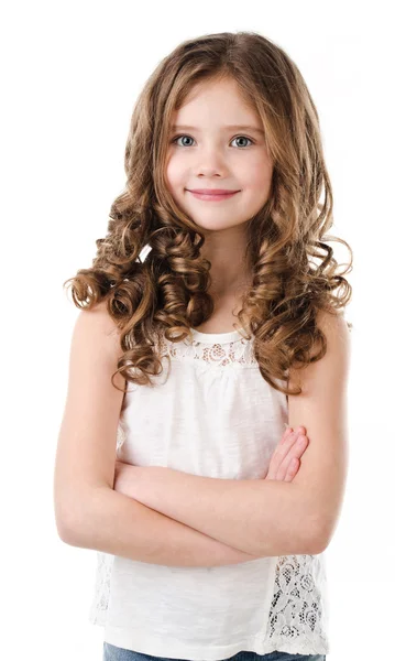 Retrato de adorable niña sonriente aislada — Foto de Stock