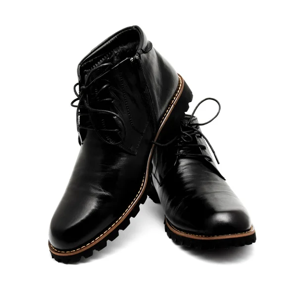 Black leather man's shoes isolated — Stock Photo, Image