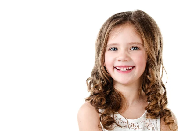 Portrait of adorable happy little girl isolated — Stock Photo, Image