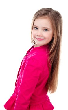 izole gülümseyen sevimli küçük kız portresi 