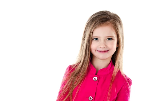 Entzückend lächelndes kleines Mädchen isoliert — Stockfoto