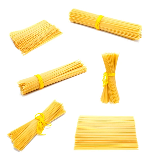 Colección de fotos de espaguetis italianos sin cocer — Foto de Stock